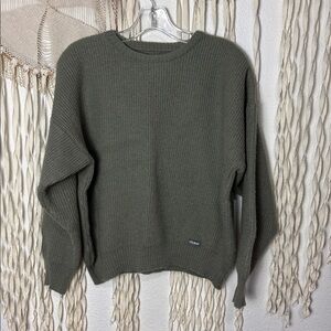 COLMAR Green 100% Virgin Wool Drop Sleeve Heavy Weight Crewneck Sweater M/L